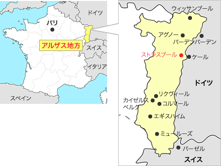 フランス　アルザス地方の地図